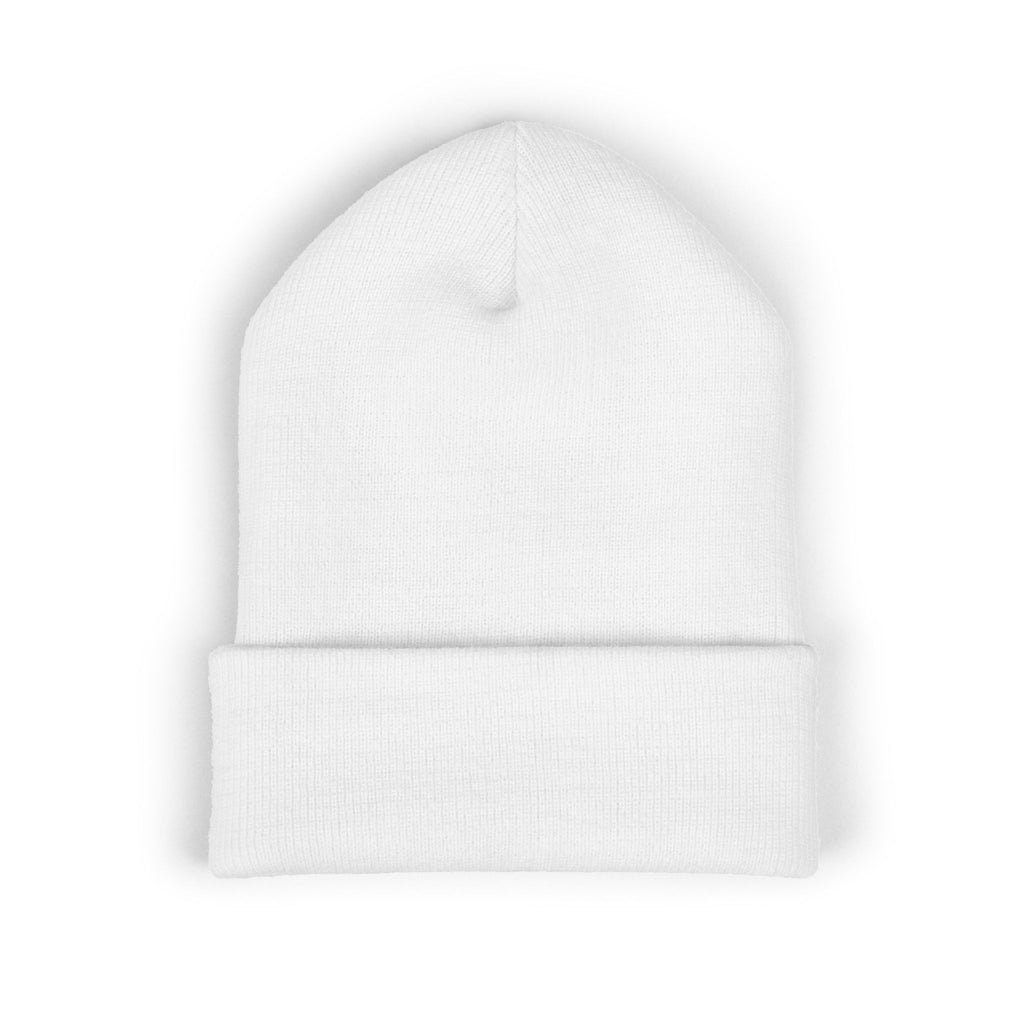 Embroidered Classic Cuffed Beanie — Minimal Gold Logo Knit Hat