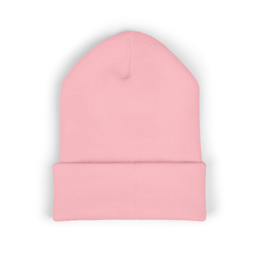 Embroidered Classic Cuffed Beanie — Minimal Gold Logo Knit Hat