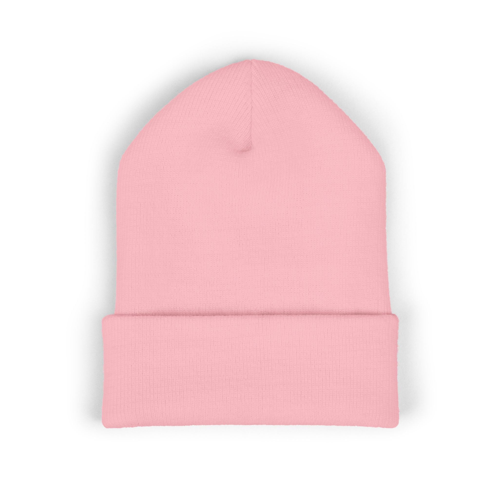 Embroidered Classic Cuffed Beanie — Minimal Gold Logo Knit Hat