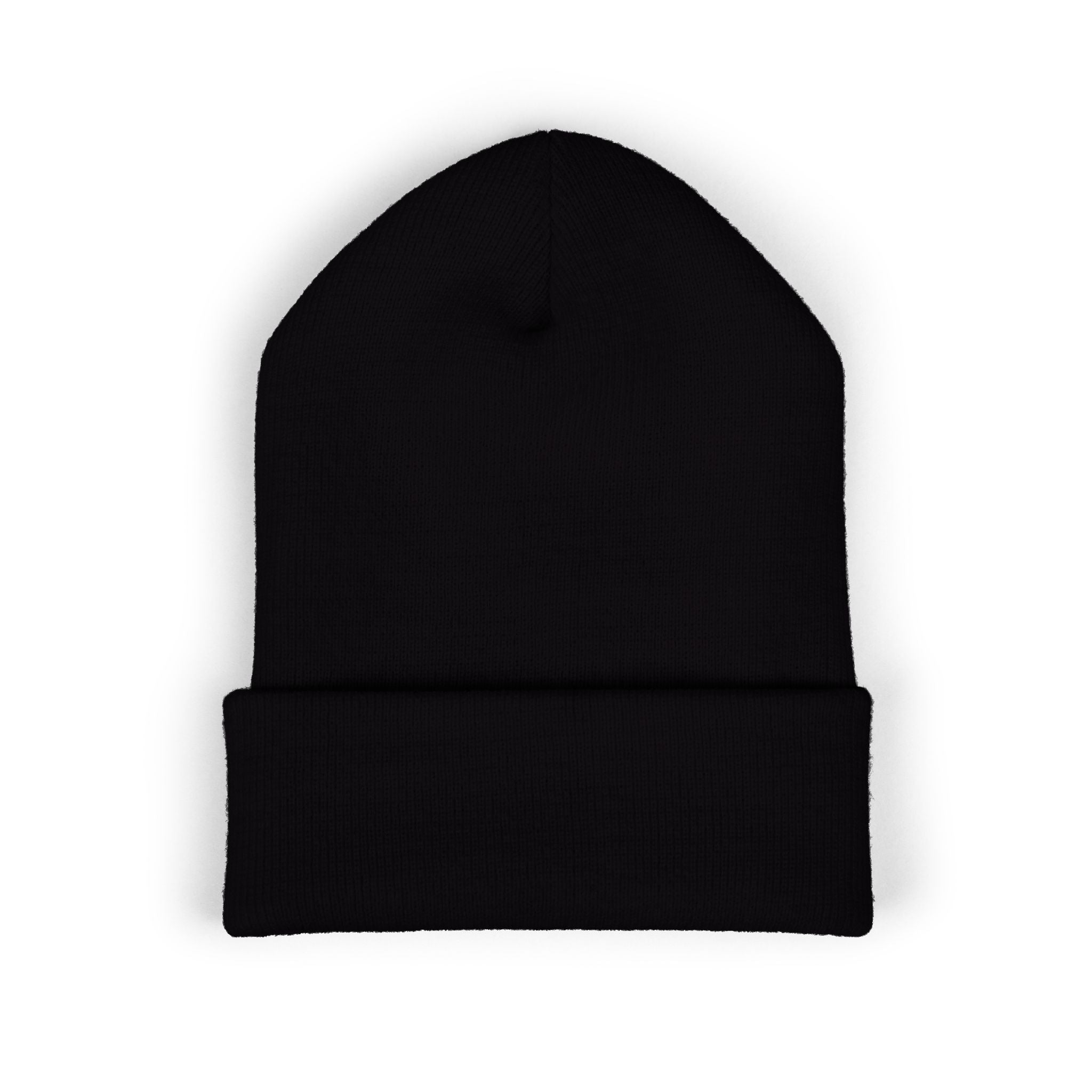 Embroidered Classic Cuffed Beanie — Minimal Gold Logo Knit Hat