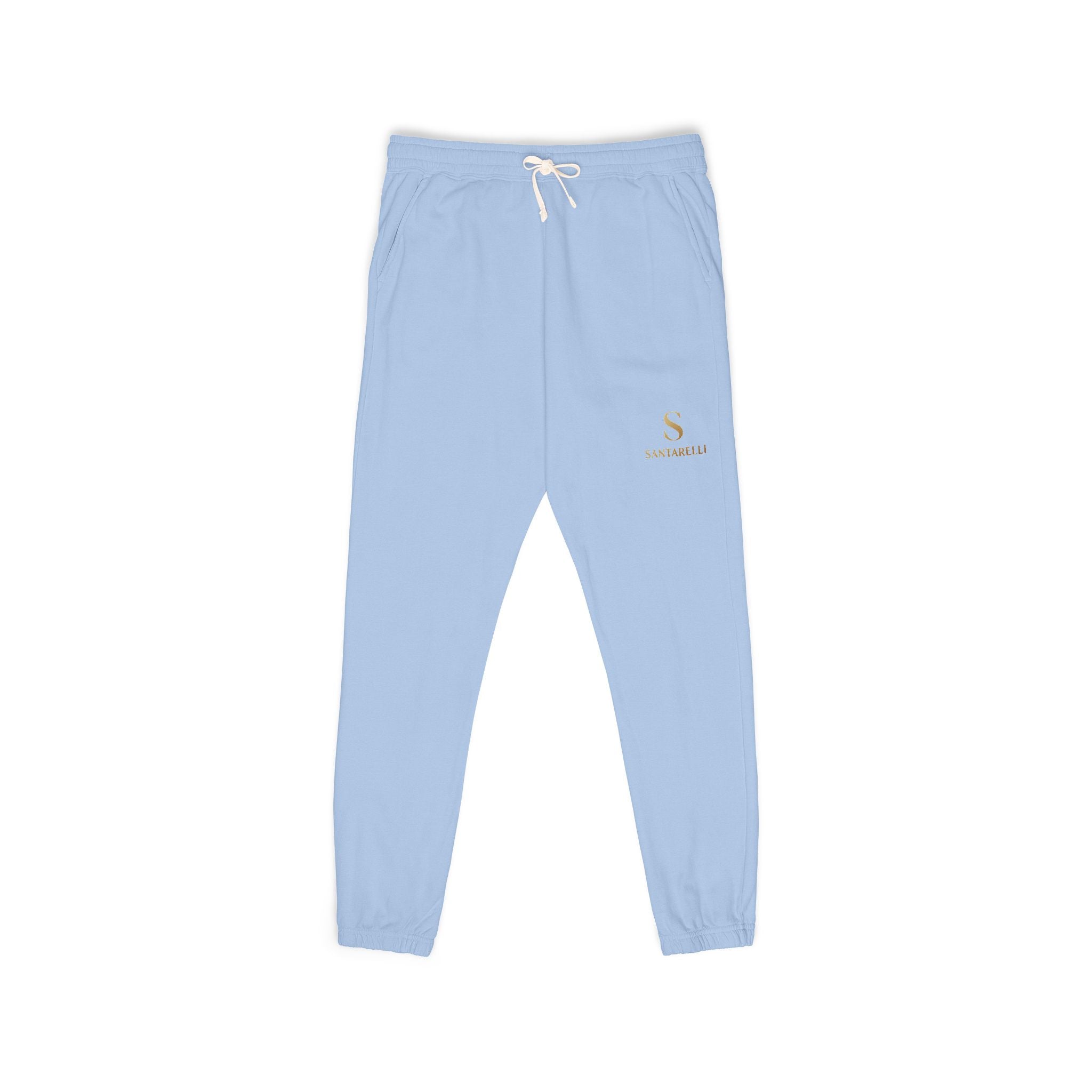 Embroidered Sage Fleece Sweatpants — Cozy Joggers with Minimal Script Logo