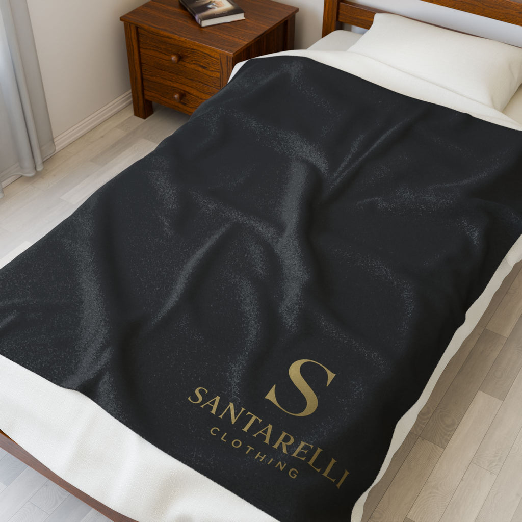 Santarelli Logo Velveteen Plush Blanket — Luxury Soft Throw for Home & Travel