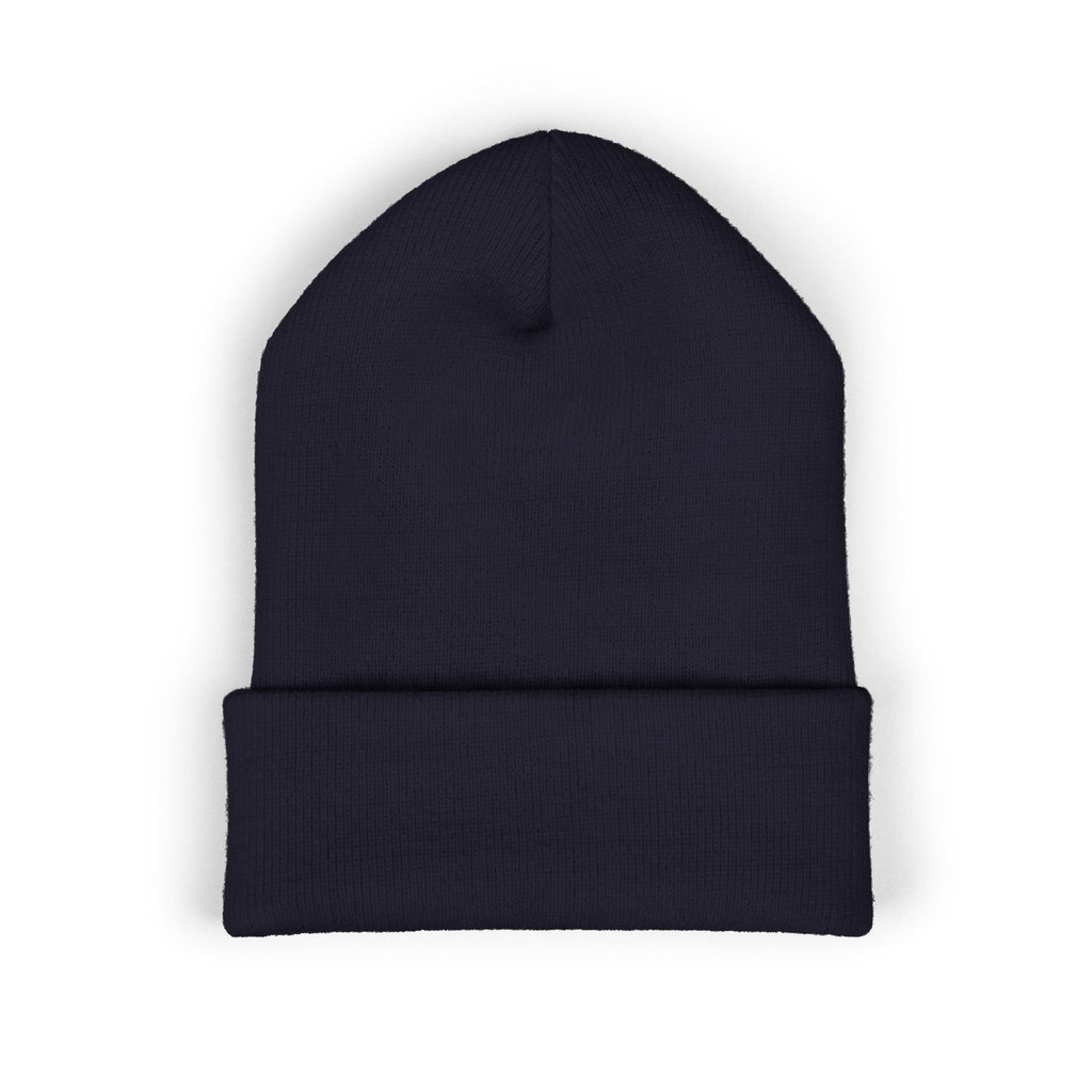 Embroidered Classic Cuffed Beanie — Minimal Gold Logo Knit Hat