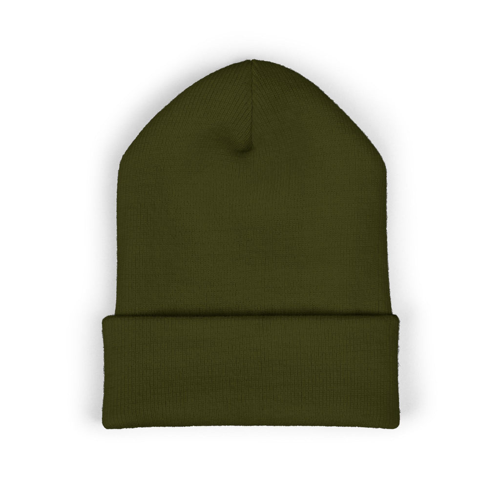 Embroidered Classic Cuffed Beanie — Minimal Gold Logo Knit Hat