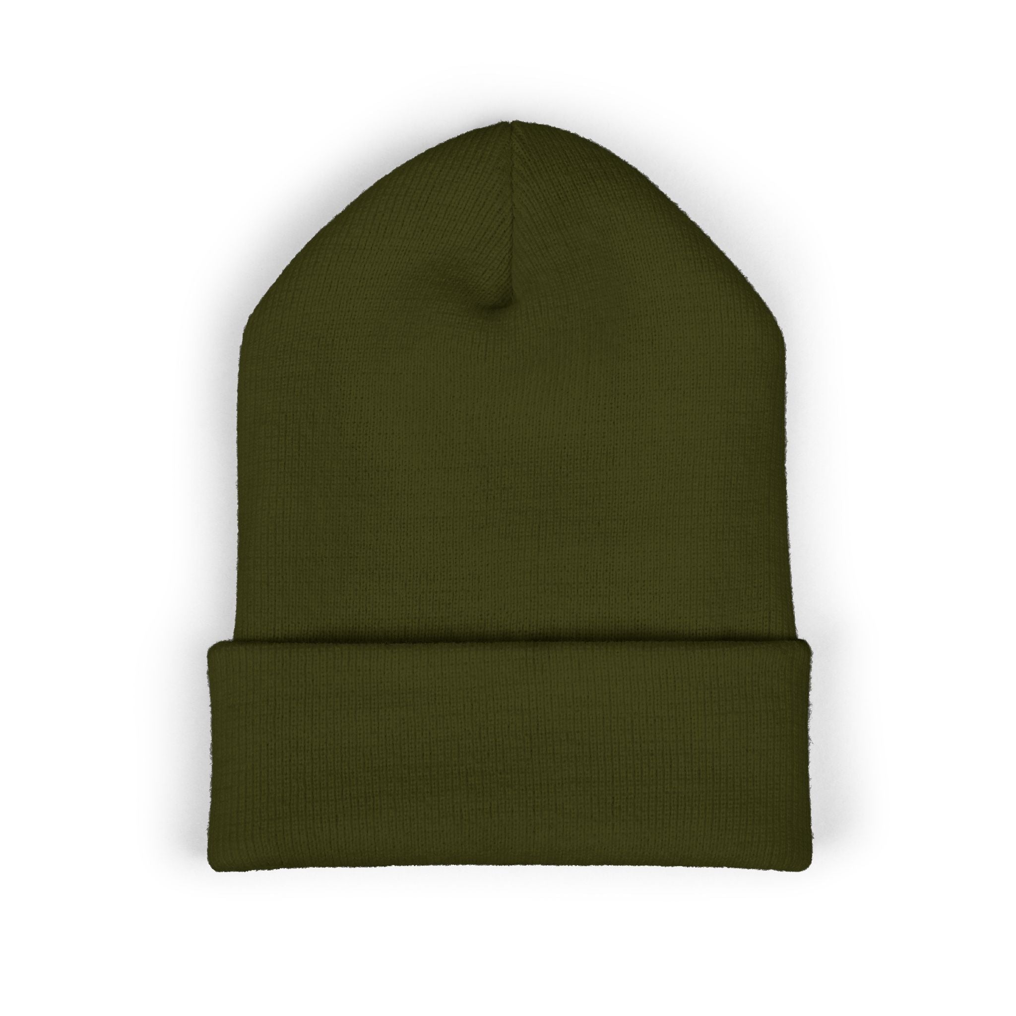 Embroidered Classic Cuffed Beanie — Minimal Gold Logo Knit Hat
