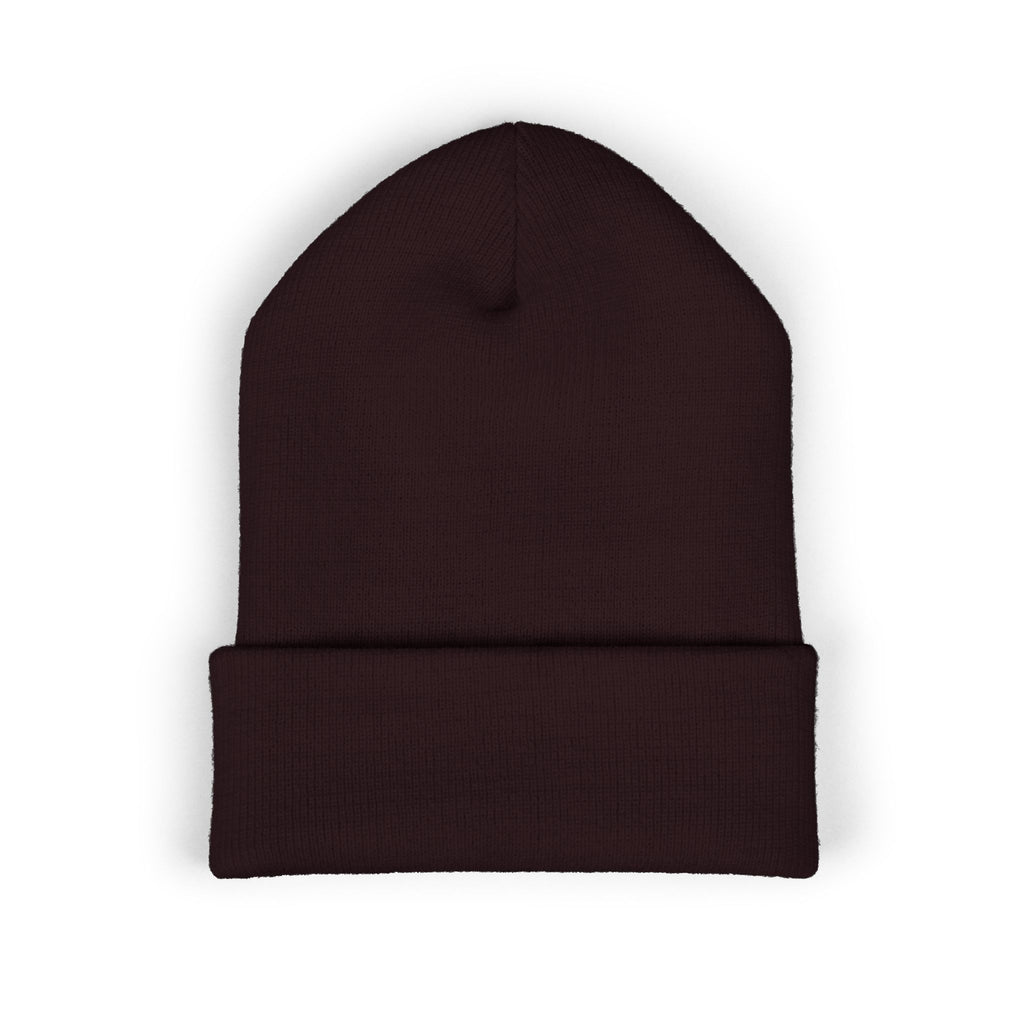 Embroidered Classic Cuffed Beanie — Minimal Gold Logo Knit Hat